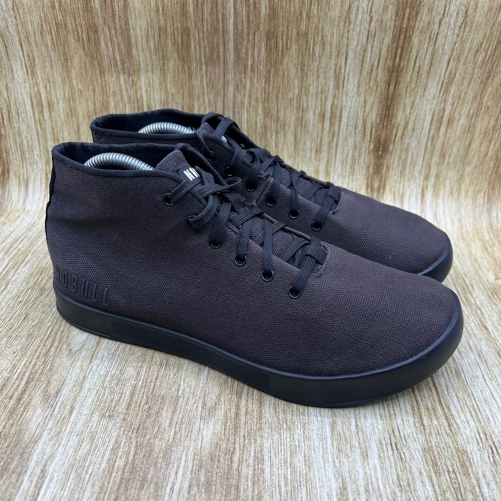 NOBULL Canvas Mid Trainer Mens Size 9.5 Black Sneakers Athletic Shoes NB-CMT-BCF